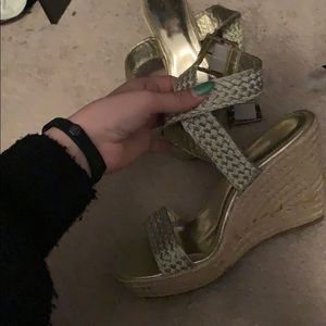 Gold espadrille wedges